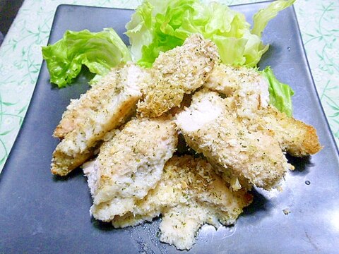 油不使用！オーブンで作る、鶏胸肉のパン粉焼き☆